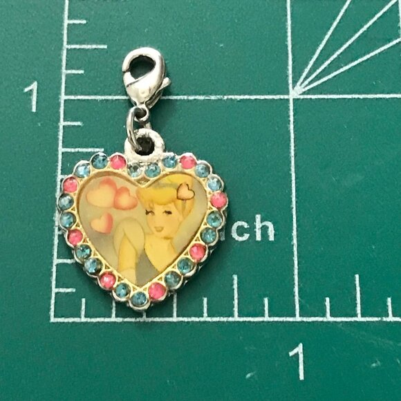 Vintage Disney Cinderella Clip On Heart Charm Princess Zipper Pull Purse Crystal - Picture 4 of 4